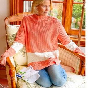 Tuckernuck Broadway Stripe Sweater Tunic Coral size Small